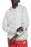 Nike Sportswear Essential Pullover Fleece Hoodie In Dark Grey Heather/ White