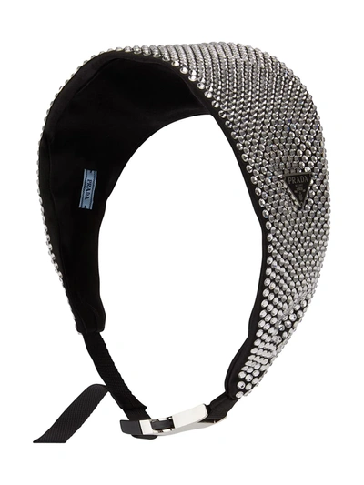 Prada Blk Clear Crystl Full Headbnd In Schwarz