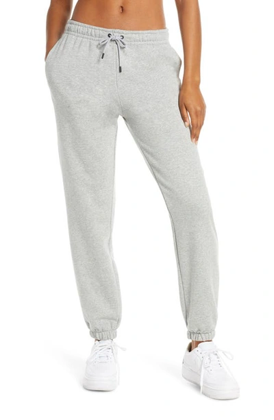 Nike Sportswear Essential Fleece Pants In Dark Grey Heather/ White