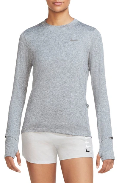 Nike Women's Dri-fit Element Running Crew In Smoke Grey/ Reflective Silver