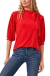 Cece Bow Knit Top In Fireball Red