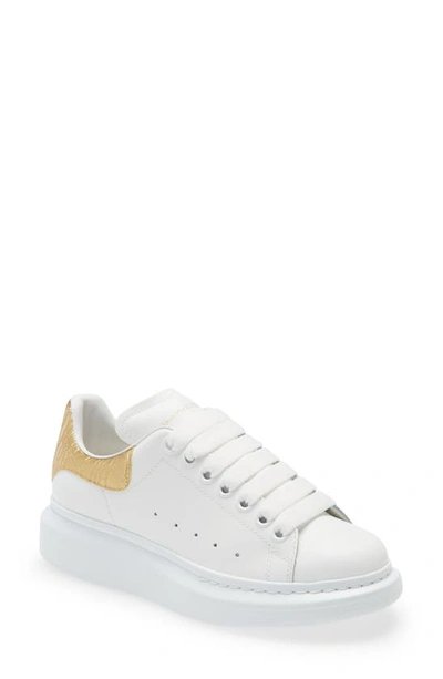 Alexander Mcqueen Oversize Platform Sneaker In White/ Gold