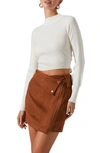 Astr Tie Back Mock Neck Sweater In Cream