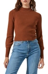 Astr Tie Back Mock Neck Sweater In Camel