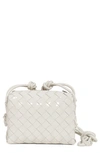 Bottega Veneta Small Intrecciato Leather Crossbody Bag In White/ Silver