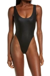 Norma Kamali Marissa One-piece Swimsuit In Black Foil