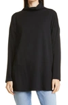 Eileen Fisher High Funnel Neck Tunic Sweater In Black
