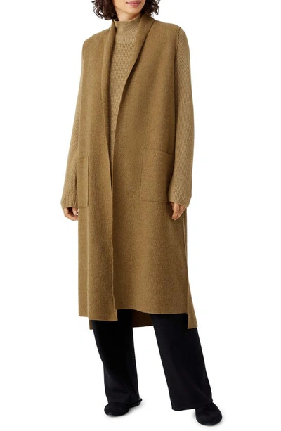 Eileen Fisher Boiled Wool Long Vest In Butternut