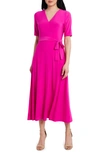 Chaus Lisa Tie Waist Dress In Fiercely Fuchsia