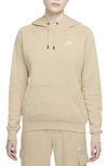 Nike Sportswear Essential Pullover Fleece Hoodie In Rattan/ White
