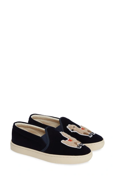 Soludos Velvet Llama Sneaker In Navy