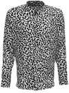 SAINT LAURENT OPAQUE AND GLOSSY SPARKLE PRINTED SILK SHIRT