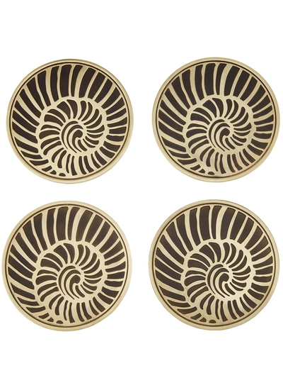 L'objet Seashell Coaster (set Of 4) In Schwarz