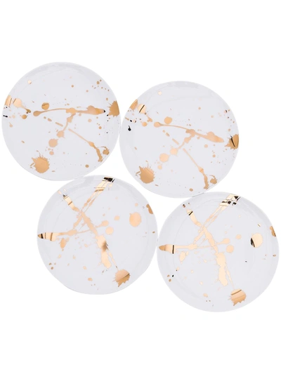 Jonathan Adler 1948 Porcelain Canape Plate (set Of 4) In Weiss