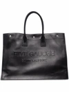 Saint Laurent Rive Gauche Print Mini Tote Handbag In Schwarz