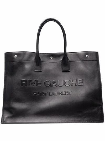 Saint Laurent Rive Gauche Print Mini Tote Handbag In Black