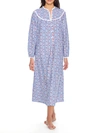 Lanz Of Salzburg Tyrolean Flannel Nightgown In Blue Heart Tyrol