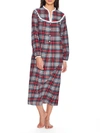 Lanz Of Salzburg Tyrolean Flannel Nightgown In Blue,red Plaid