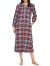 Lanz Of Salzburg Plaid Pintuck Cotton Nightgown In Grey,blue,red Plaid