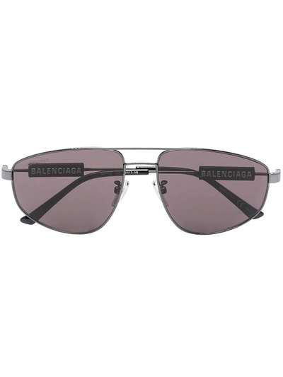 Balenciaga Double-bridge Pilot-frame Sunglasses In Black