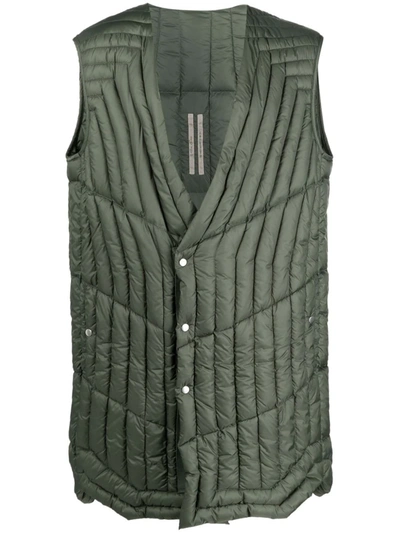 Rick Owens Quilted Fitted Gilet In 绿色