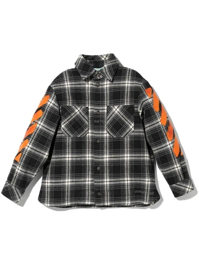 Off-white Diagonal Check Flannel Shirt In Black