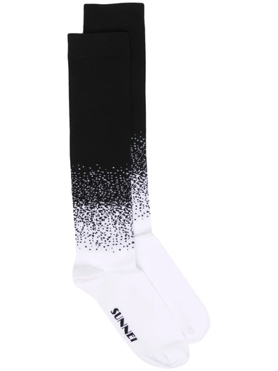Sunnei Logo Tie-dye Socks In 黑色