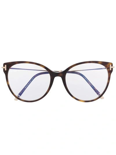 Tom Ford Oversized Tortoiseshell-frame Glasses In 褐色