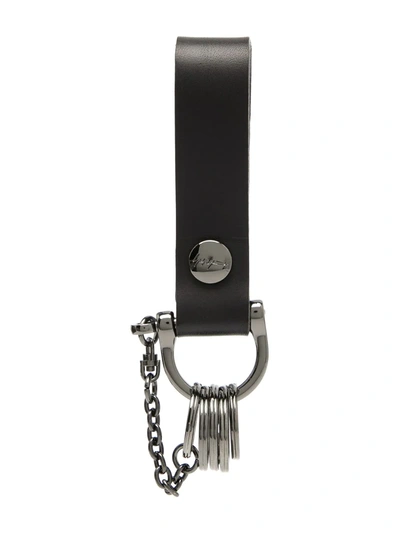 Discord Yohji Yamamoto Chain-detail Leather Keyring In Black