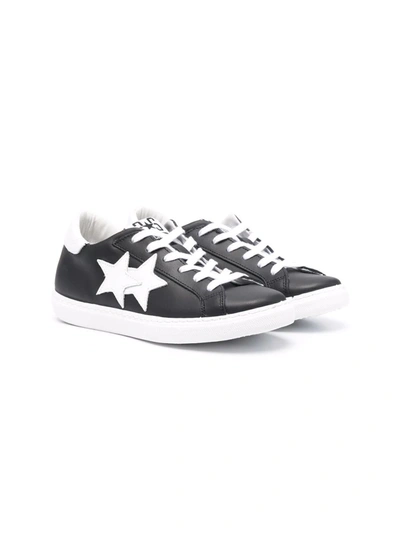 2 Star Teen Star-patch Flatform Trainers In 黑色