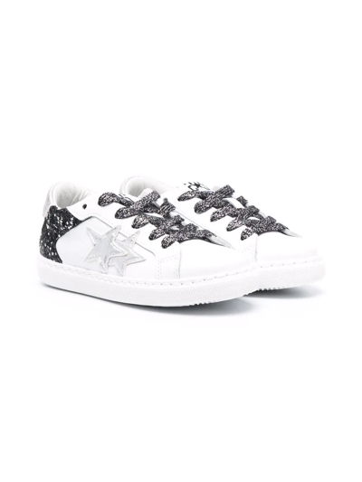 2 Star Star-patch Glittered Trainers In 白色