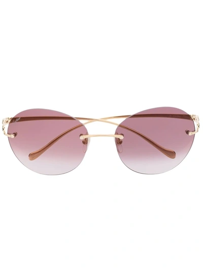 Cartier Round Frame Sunglasses In 金色