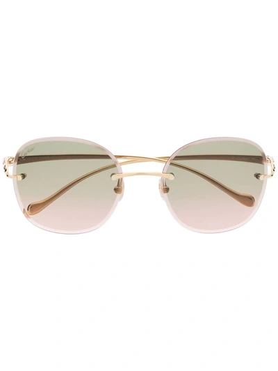 Cartier Round Frame Sunglasses In 金色