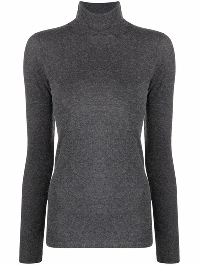 Majestic Cashmere Blend High-neck Sweater In Grey