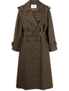 Fendi Belted Double-breasted Canvas-jacquard Trench Coat In 褐色