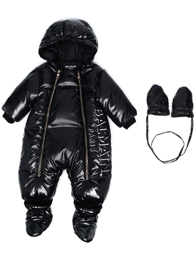 Balmain Two-piece Babygrow Set In Black