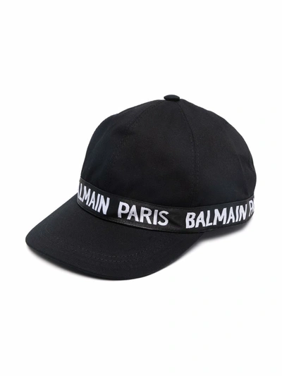 Balmain Logo Baseball Cap In 黑色