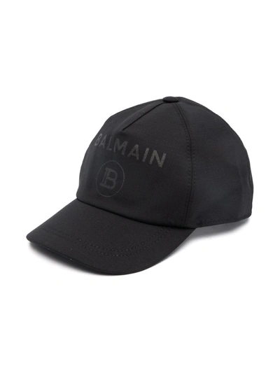 Balmain Logo-print Baseball Cap In 黑色