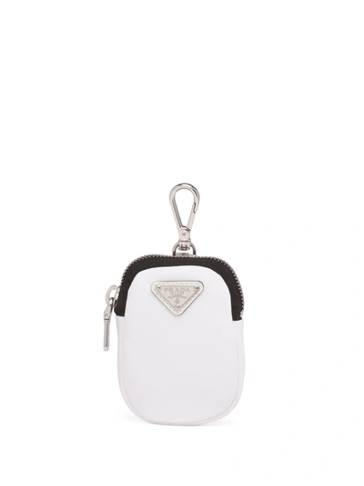 Prada Logo-plaque Zip-fastening Pouch In White