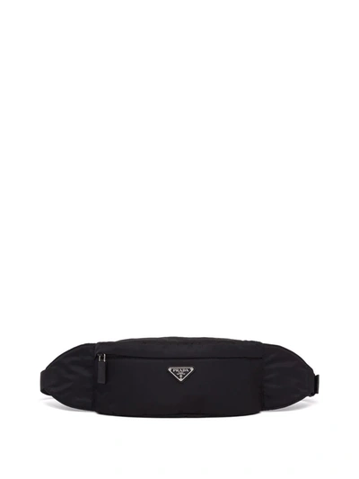 Prada Logo-plaque Belt Bag In 黑色