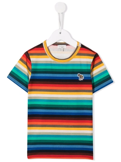 Paul Smith Junior Patch Striped T-shirt In 蓝色