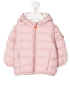 Save The Duck Sleeve-patch Padded Hooed Jacket In 粉色