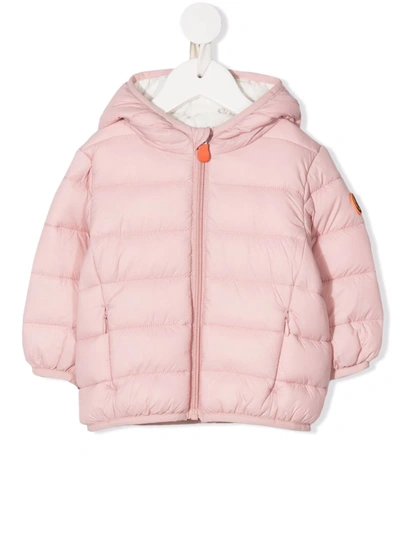 Save The Duck Babies' Sleeve-patch Padded Hooed Jacket In Pink