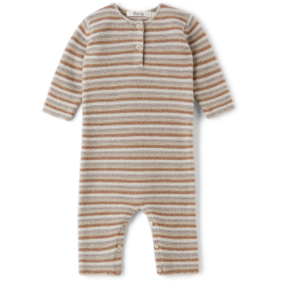 Bonpoint Baby Merino Wool Striped Ticiano Bodysuit In 224b Ra Buvard
