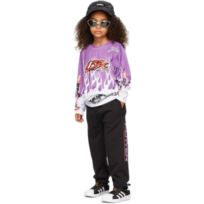 032c Kids Motocross Flames Long Sleeve T-shirt In Lilac