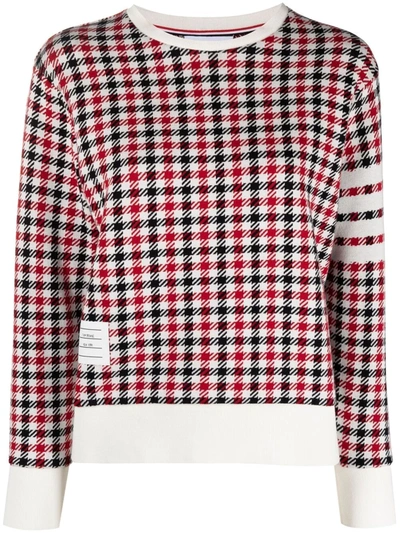 Thom Browne 4-bar Check Jacquard Cotton Sweatshirt In Red