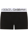 Dolce & Gabbana Cotton Blend Logo Waistband Boxer Briefs In Black