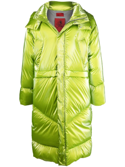 A Better Mistake Stay Puffy Padded Hooded Coat In Green