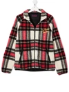 Mc2 Saint Barth Teen Embroidered-logo Plaid Jacket In Neutrals