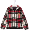 Mc2 Saint Barth Teen Embroidered-logo Plaid Jacket In Neutrals